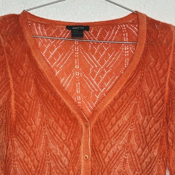 New Avant Toi Silk/Alpaca Wool Orange Cardigan Small - Picture 4 of 14
